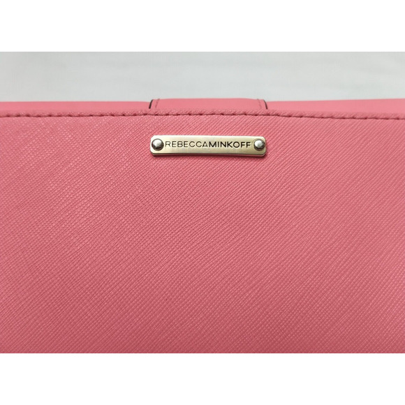 Rebecca Minkoff Pink Leather Tunlock Credit Card ID Window Bifold Wallet - Picture 5 of 15